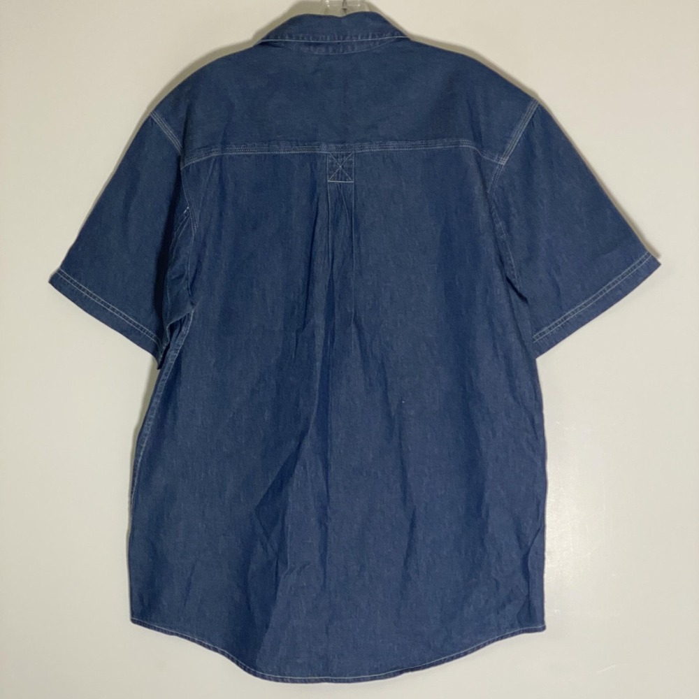 Brazos Shirt Mens Medium Blue Denim Short Sleeve Button Up Workwear Pockets - Picture 13 of 16